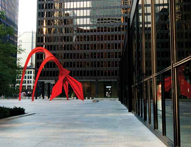 Calder's Flamingo Sculpture Downtown Chicago